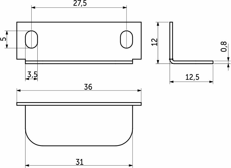 Планка ответная угловая к замку AKS увеличенная 106081 — изображение 2