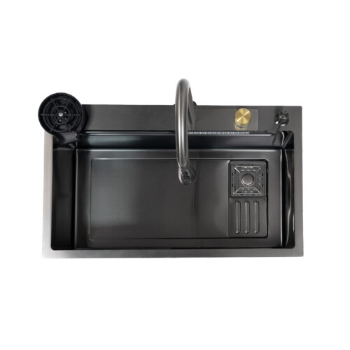 Мойка н/сталь, прямоуг одночаш со смес-ем, 750*450мм, графит, PVD покр, врезн на/вров стол-це 106651