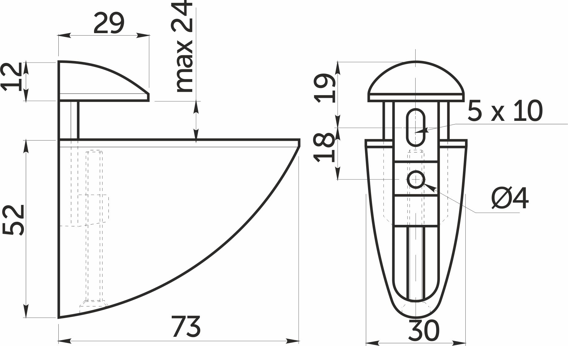 Полкодержатель PELIKAN средний, мат. хром, AKS 65060 — изображение 3
