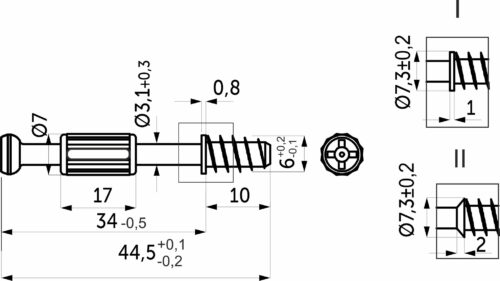 Шток эксцентрика 7*34/6*11 с пластиковой черной муфтой (уп/1тыс.шт) AKS 65021 (65425)