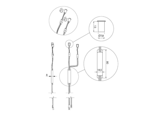 Выключатель бесконтактный MIKRO IR2 12V/36W, 24V/72W, 2 датчика, кабели 2м и 1,2м, черный 26262