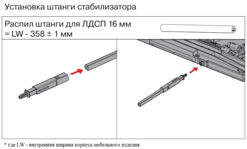 Штанга стабилизации ALPHALUX 1100мм для направляющих Soft+Push ALFSP.1100