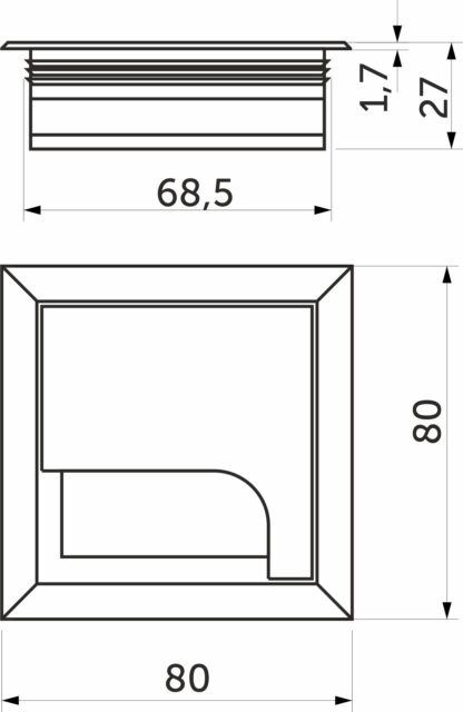 Пропуск кабельный металл 80х80мм черный AKS 67357