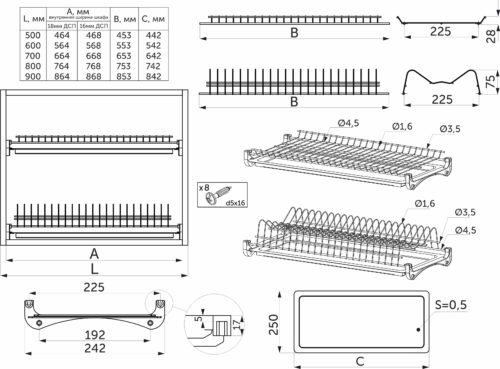 Сушка для посуды 900, хром GRIDLI 39014