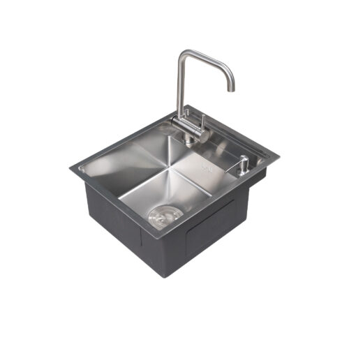 Мойка н/сталь, прямоуг одноч со смесителем и крышкой, 400*500мм, сатин, универса, AKS (3,2мм) 112682