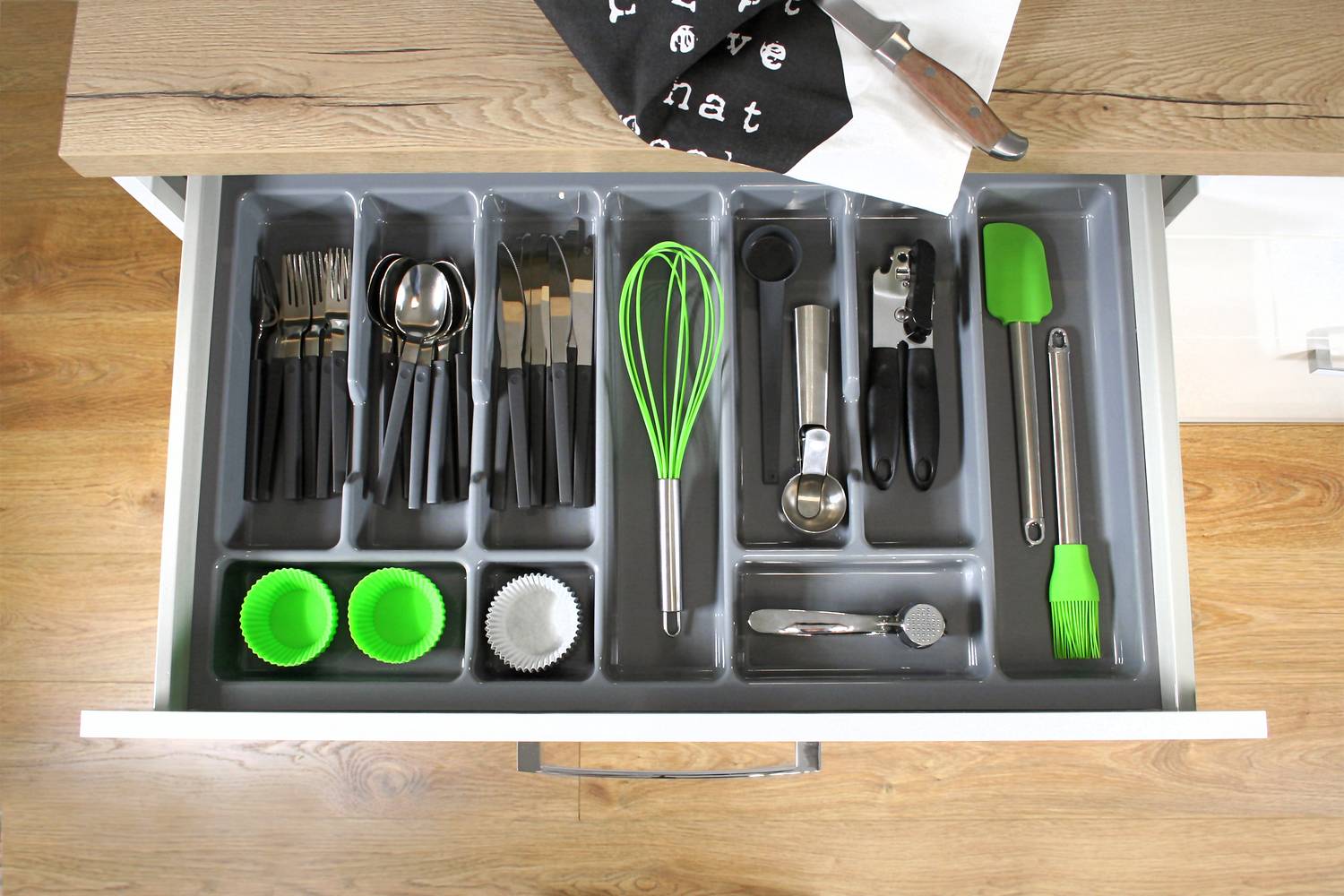 Вклад для ящика для столовых приборов PRO 80 730X490 пластмасса графит TE13.2668.05.007