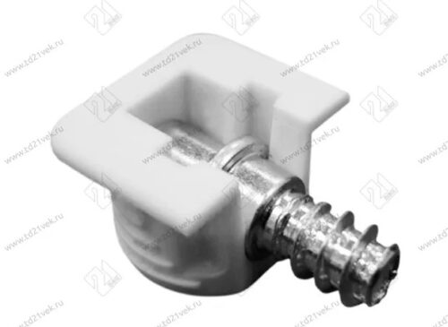 Полкодержатель врезной d15мм (белый) + шток-евровинт, для деревянных полок Флиппер 0307265