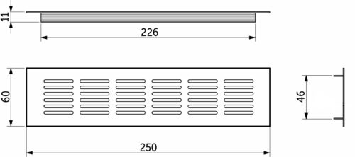 Решетка вентиляционная 250х60мм белая алюминий AKS 89602