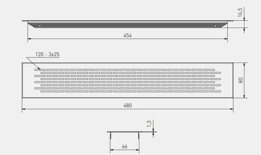 Решетка вентиляционная 480х80 мм , светлый антрацит KK-W80480-24. 26030 — изображение 2