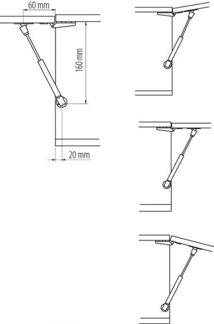 Газлифт мебельный 6 кг. GTV (L-160 мм) 4602