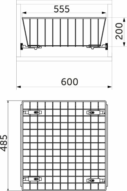 Выдвижная корзина для белья 600 (555*485*200) б/н, графит WIEXPOL 88907