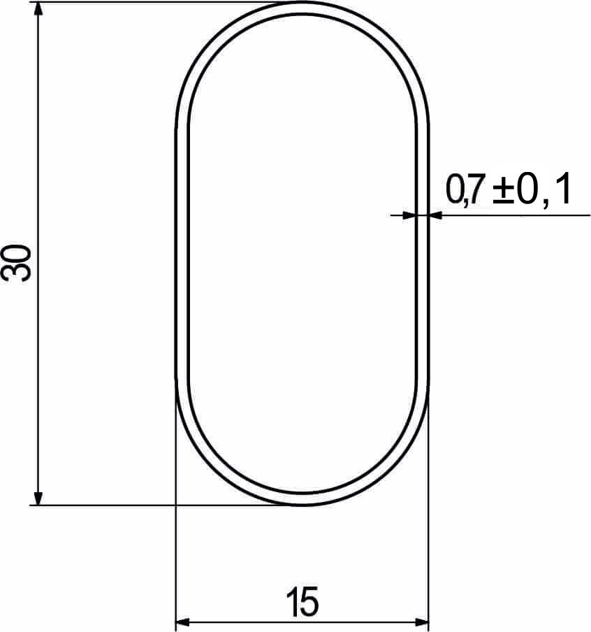 Труба овальная L-3000 30*15 (0,9кг/0,7мм), белый AKS 14066