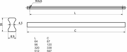 Ручка меб. скоба алюм. SERENE 64/87 черный матовый, AKS 112973
