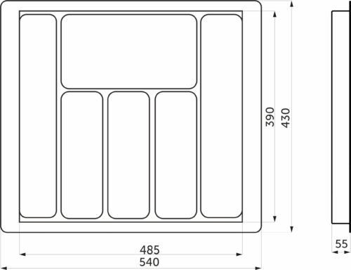 Лоток для столовых приборов 600 LINER 540*430, серый AKS 117224