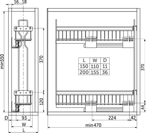 Выдвижная корзина-карго 150 NORWIG крепл.боковое/правое, графит AKS 113505