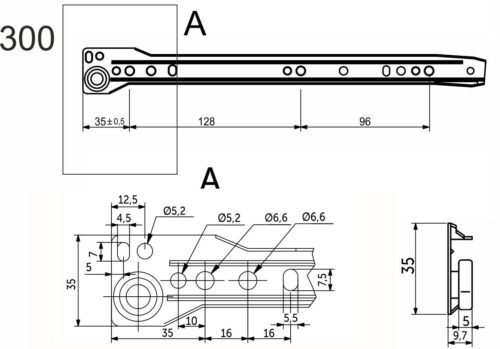 Направляющая роликовая L-300 1,0мм AKS белая 28942