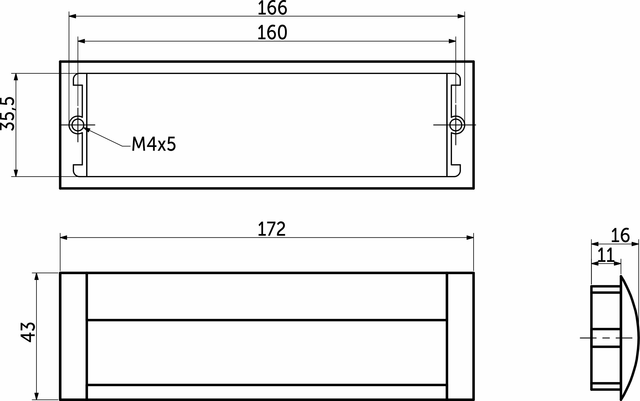 Ручка меб. врезная алюм. WPY 326 160 алюминий AKS 21096 — изображение 2