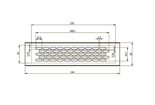 Решетка вентиляционная 245х60 мм, белая KK-W60245-M1 17237