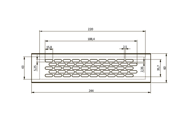 Решетка вентиляционная 245х60 мм, белая KK-W60245-M1 17237