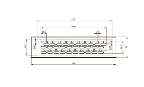 Решетка вентиляционная 245х60 мм, черная KK-W60245-M2 17236