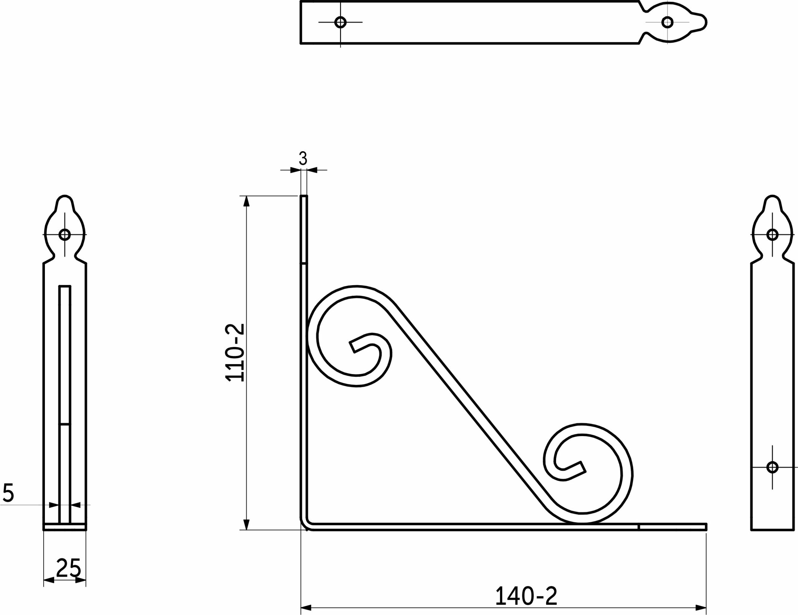 Полкодержатель мет. MELODY 145*110, белый AKS 59118 — изображение 2