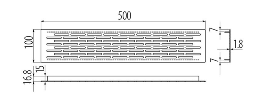Решетка вентиляционная 500х100 мм, инокс 8705