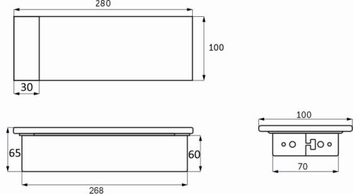 Выдвижной удлинитель Hollander, 2 розетки, 2xUSB, HDMI, LAN, шлиф. сталь, AKS 113618
