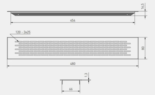 Решетка вентиляционная 480х80 мм , золото 26032