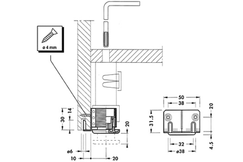 Опора регулируемая металлическая D38, H30 CAMAR (150кг) 00009140