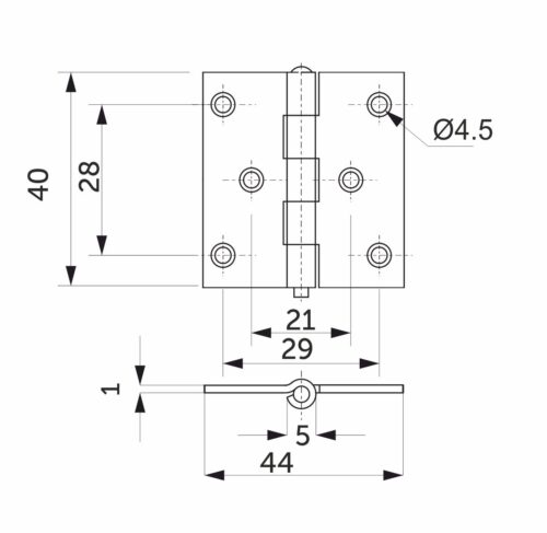 Петля карточная 40*40мм белый цинк SAZ 60933