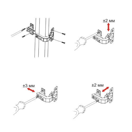Петля под фальшпанель 90° с доводчиком 45мм h6 несъемная планка AKS короткое плечо 66570