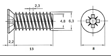 Евровинт с потайной головкой 6.3х13, крест PZ2, сталь, оцинкованный FRM0801.67/3