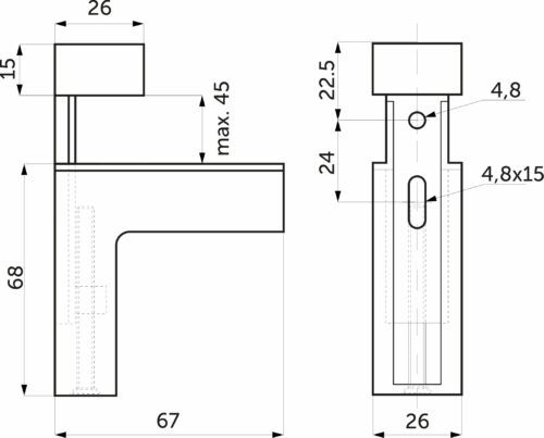 Полкодержатель декоративный мет. GS04, хром AKS 13110