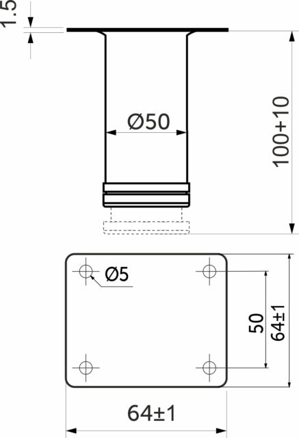 Опора меб. мет. d50 h100 с регул. черный AKS 62960