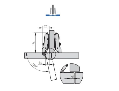 Петля SILENTO PRO ZP-SLCARALU08-3DBEO полунакладная для алюминиевых рамок без пружины черная 27052