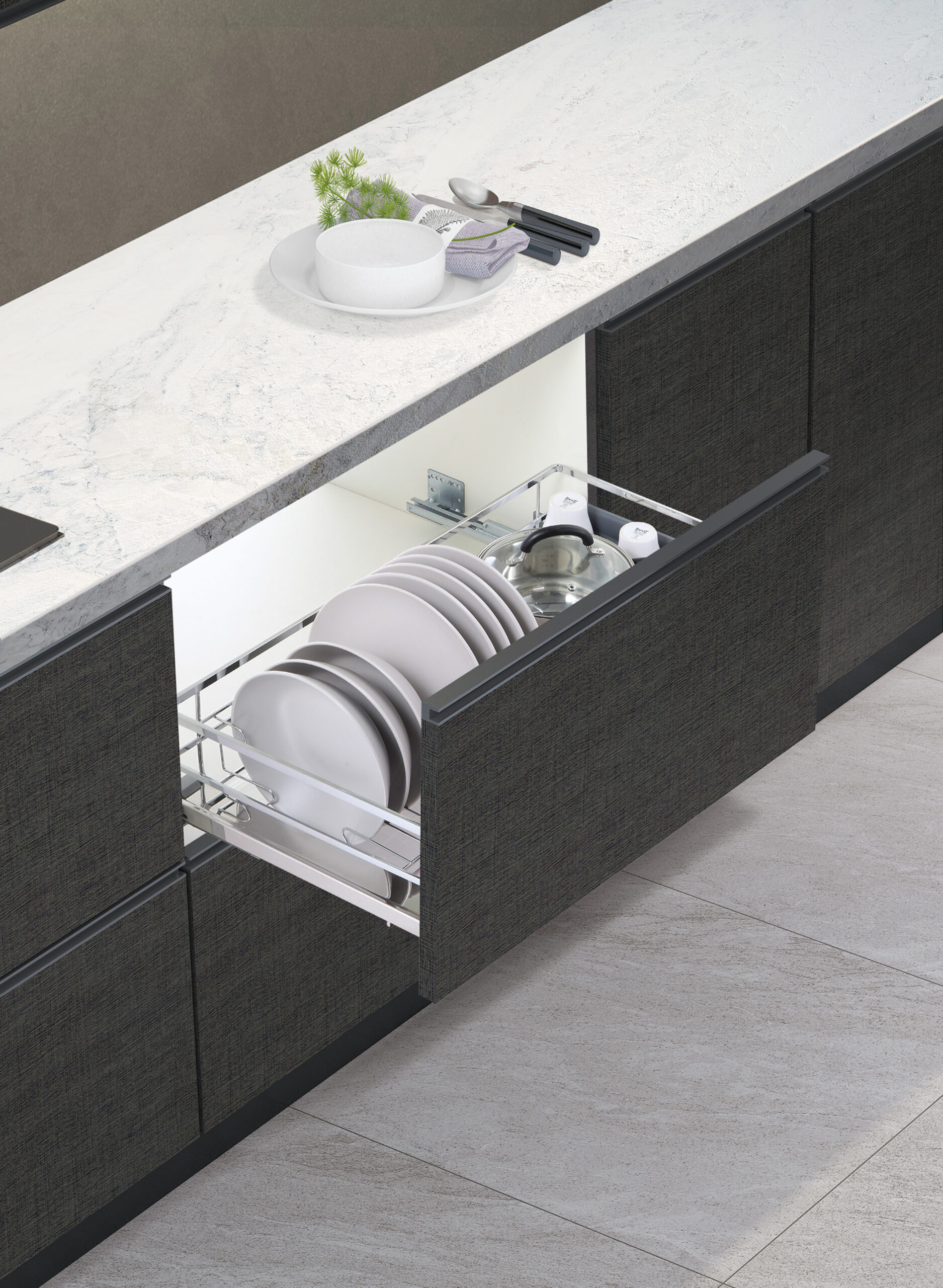 Выдвижная корзина-сушка 800 FLAT LINE нерж.сталь, хром AKS 90620 — изображение 2