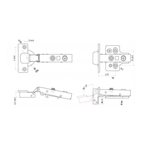 Петля/накл 3d clip-on/КДМ/d35-48/NP/дов/В ( 100) 0642