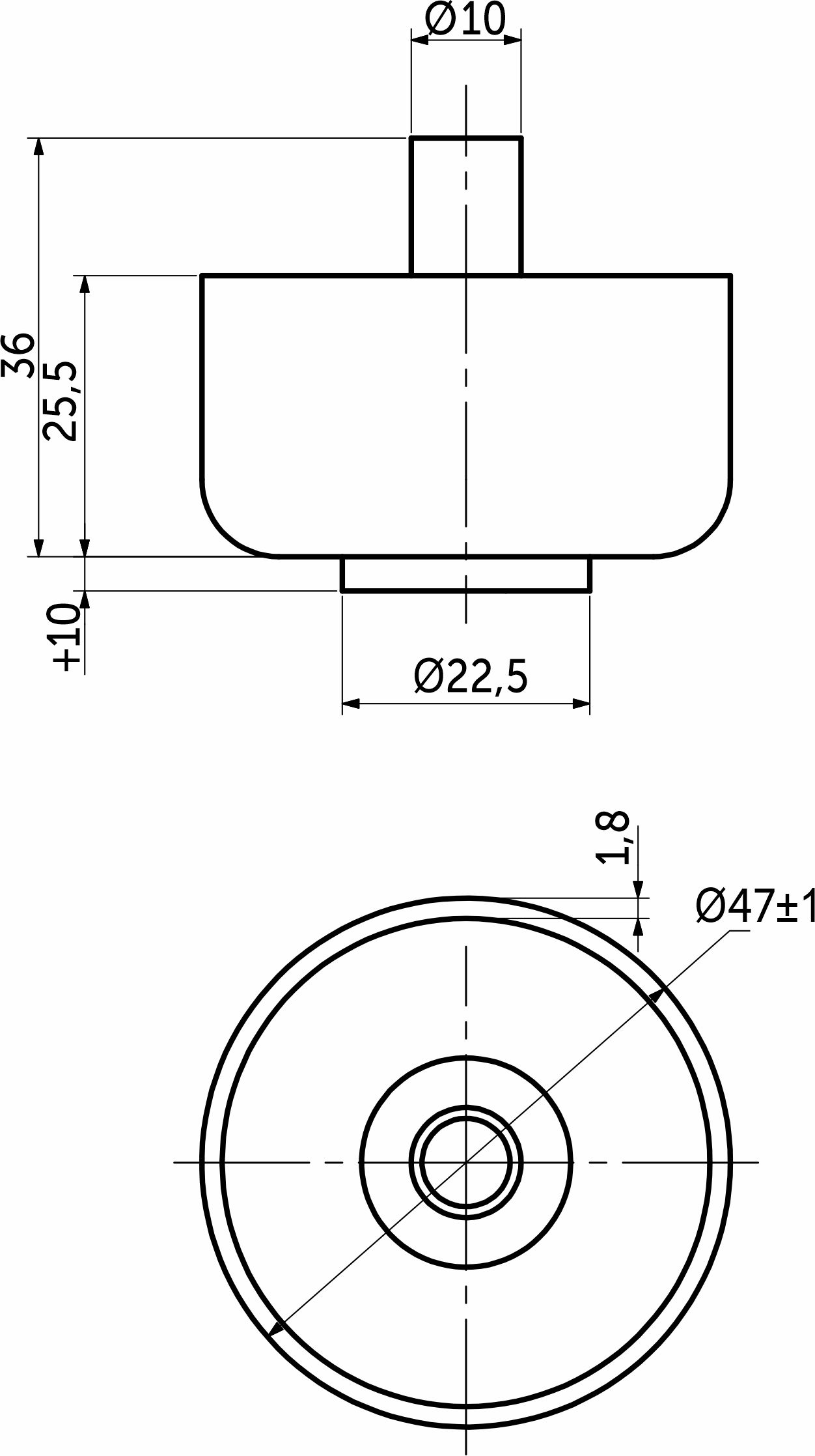 Опора меб. пласт. WPJA-22 h27 ( американка) регул. черный AKS 51935
