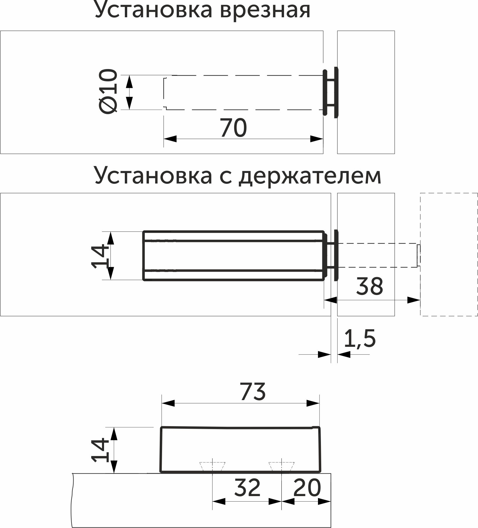 Механизм push-to-open наконечник магнитный накладной/врезной серый AKS усиленный 72258 — изображение 2