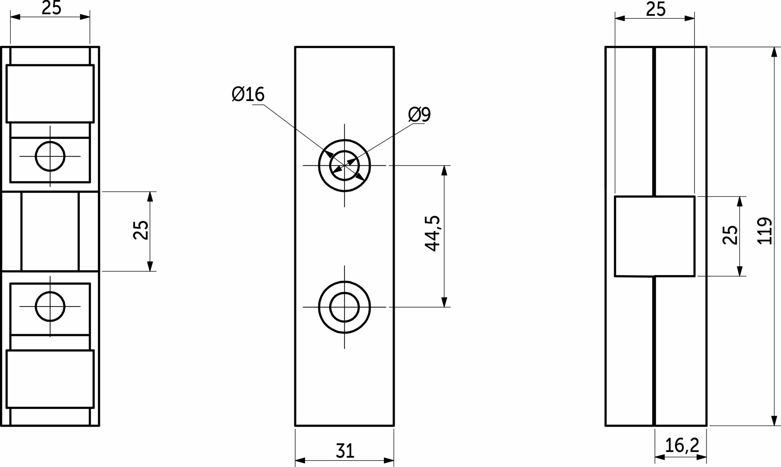 Соединитель 3-х труб перпендикулярный для квадр. трубы 25*25 QUADRO, черный AKS 112453 — изображение 2