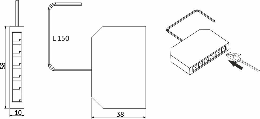 Шнур соединительный с разветвителем для миниконнект 6 точечный без миниконнектора, 15 см, AKS 78714 — изображение 2