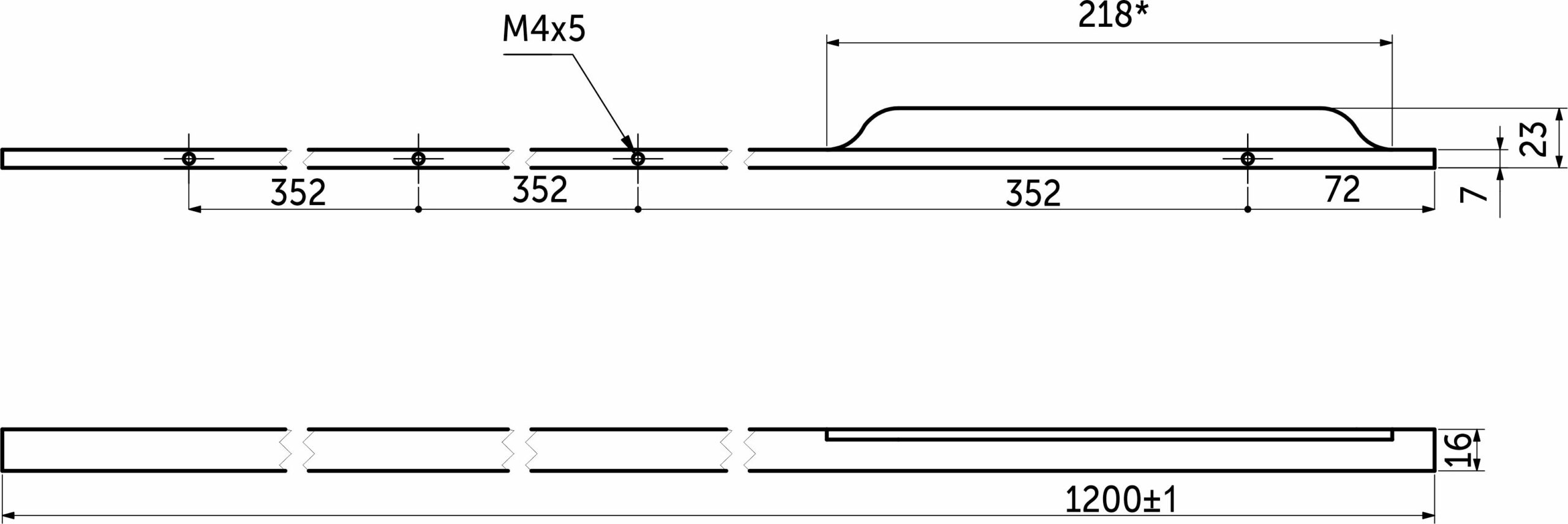 Ручка меб. скоба алюм. ANDROMEDA 1056/1200 черный матовый, AKS (правая) 111097 — изображение 2
