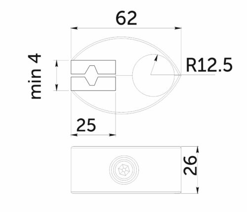 Соединитель стекло/плита к трубе d25 (550) одинарный (с вкладышами), вакуумное хром AKS 23199