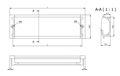 Ручка мебельная алюминиевая UA-OO-326/160 алюминий/хром 4426