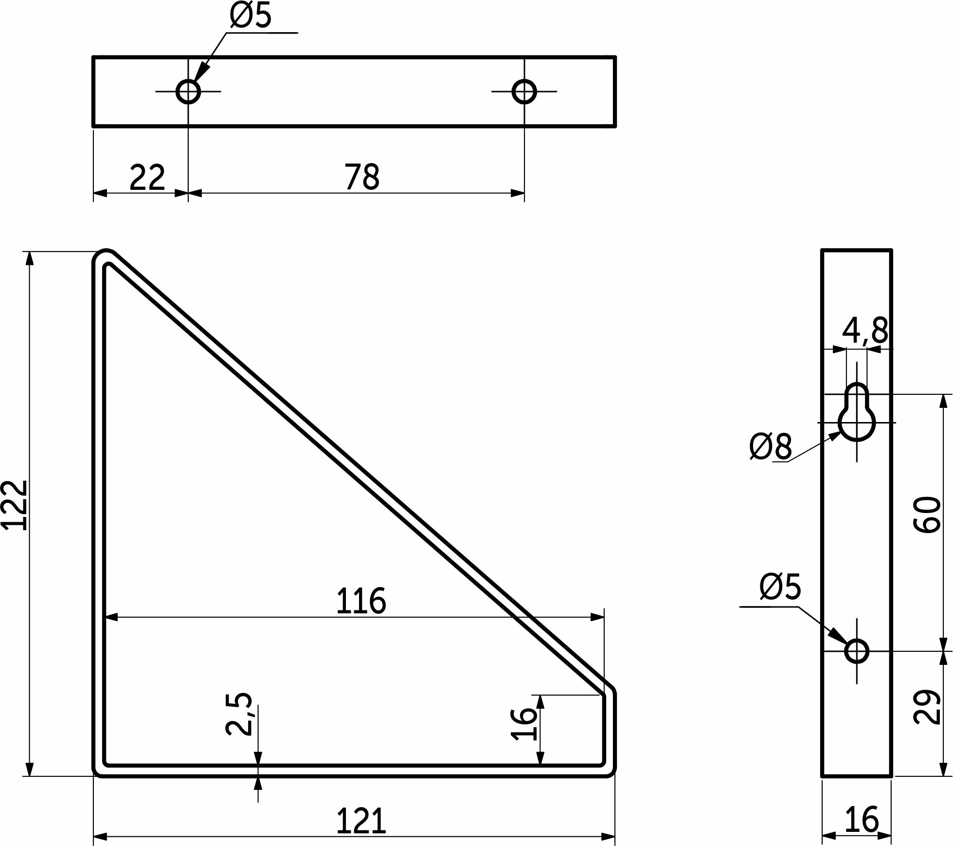 Полкодержатель мет. DALI 122*121*16*2,5 черный AKS 90145 — изображение 2