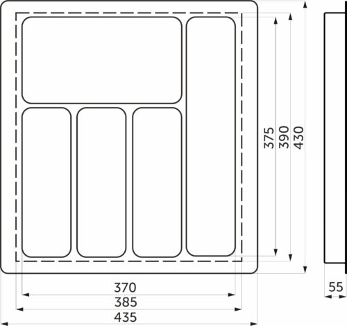 Лоток для столовых приборов 500 LINER 435*430, черный AKS 117246
