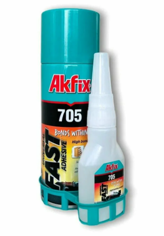 AKFIX 705 Набор для склеивания: клей цианоакрилатный+активатор (В65 гр + 200мл) AК705