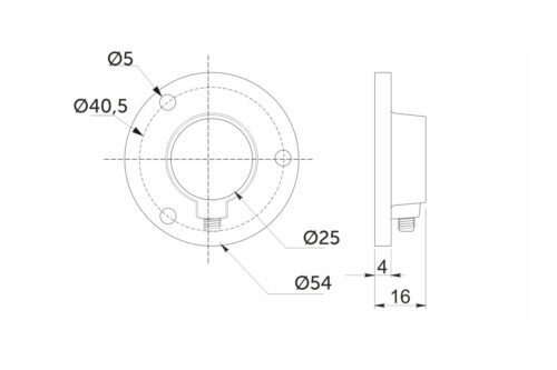 Крепление (розетка) трубы d25 (510) сталь, черный AKS 59737