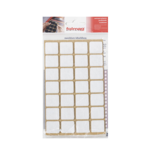 Подкладка самоприлипающая фетровая 20х20мм (1лист-28шт) белая Folmag 110815