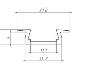 Профиль врезной Grandis для светодиодной ленты мат. серебро 3000 мм.  ZD-9991
